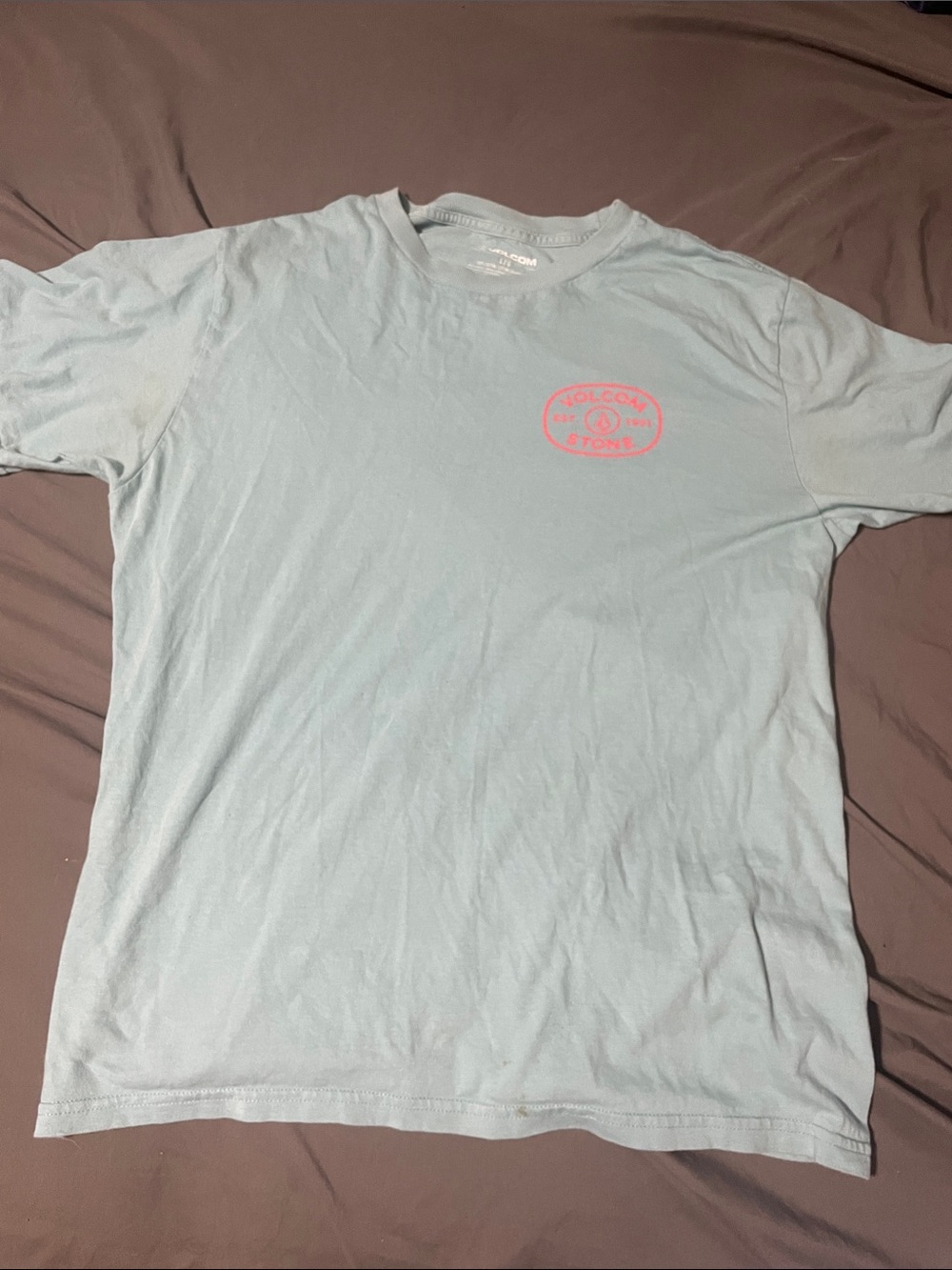 Volcom Light Blue T‑Shirt with Pink Chest Logo